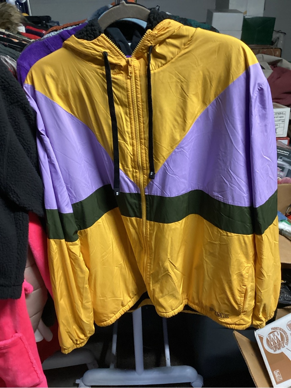 PINK Victoria's Secret Purple, Yellow & Black Colorblock Jacket